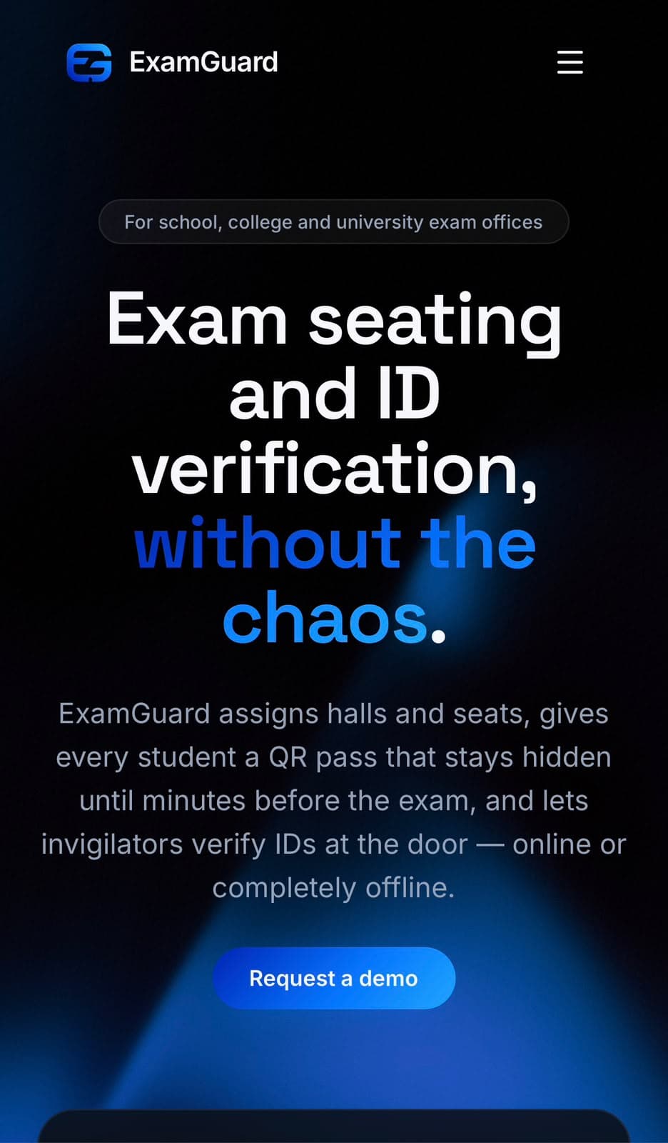 ExamGuard mobile screen 1